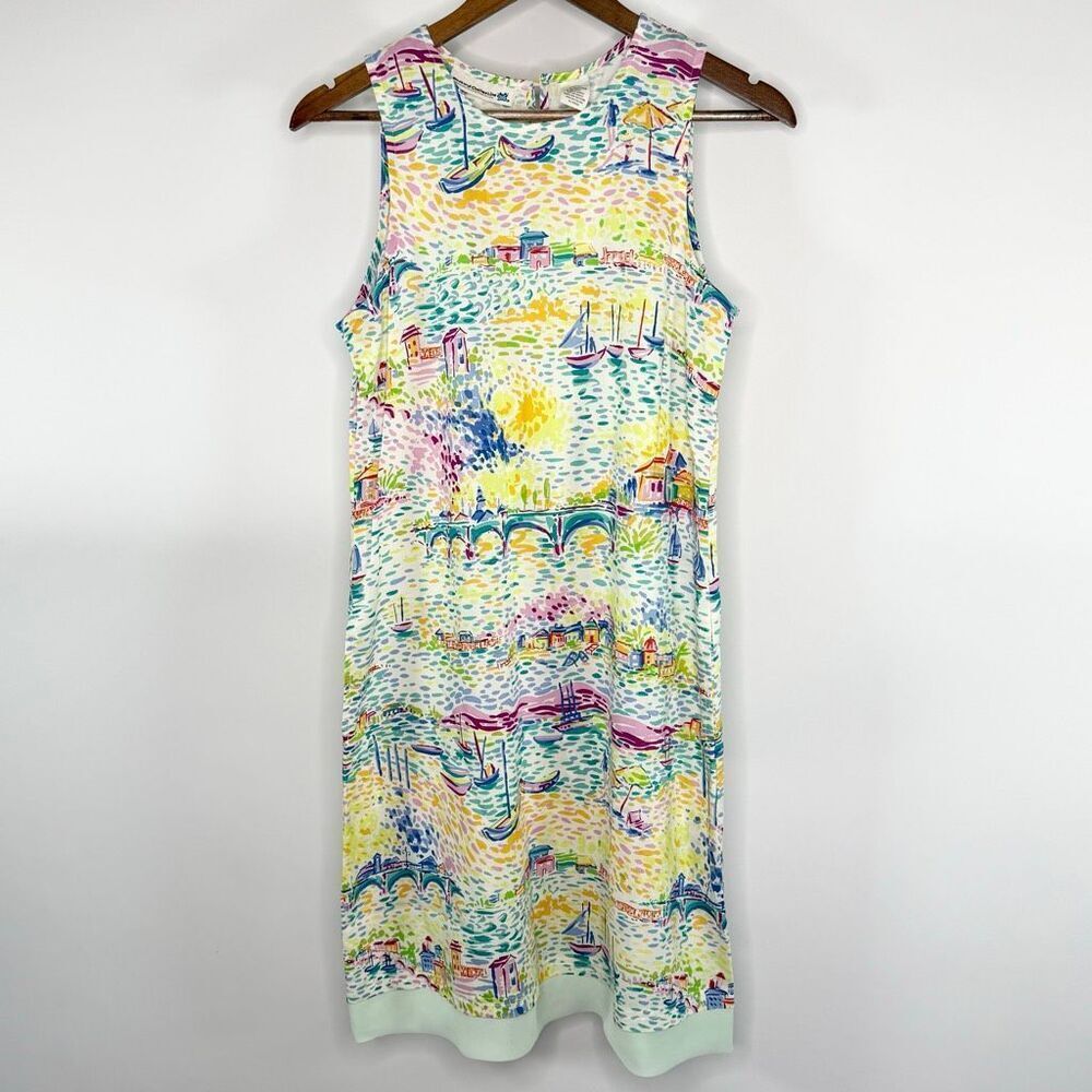 Weekend Clothes Line Beach Themed Printed Sleeveless Shift Dress - US Women’s Sm